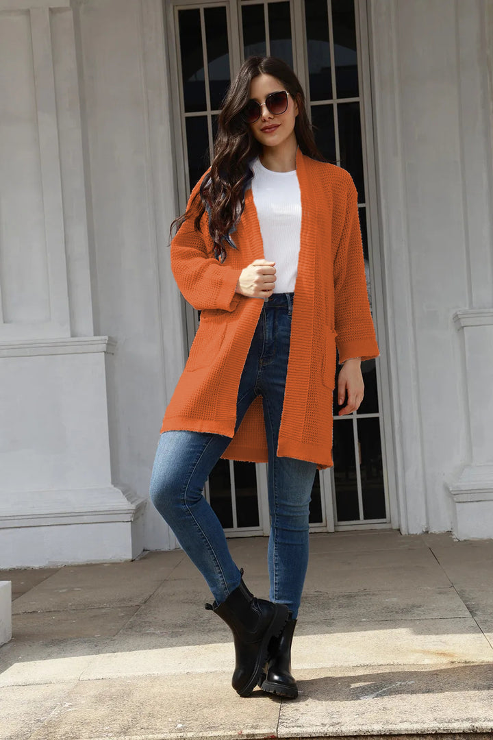 Damen weiter Strickcardigan mit offenen Taschen Drune