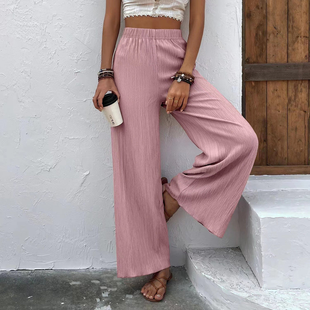 Damen weite Lounge-Hose mit elastischem Bund und Plissees Drune