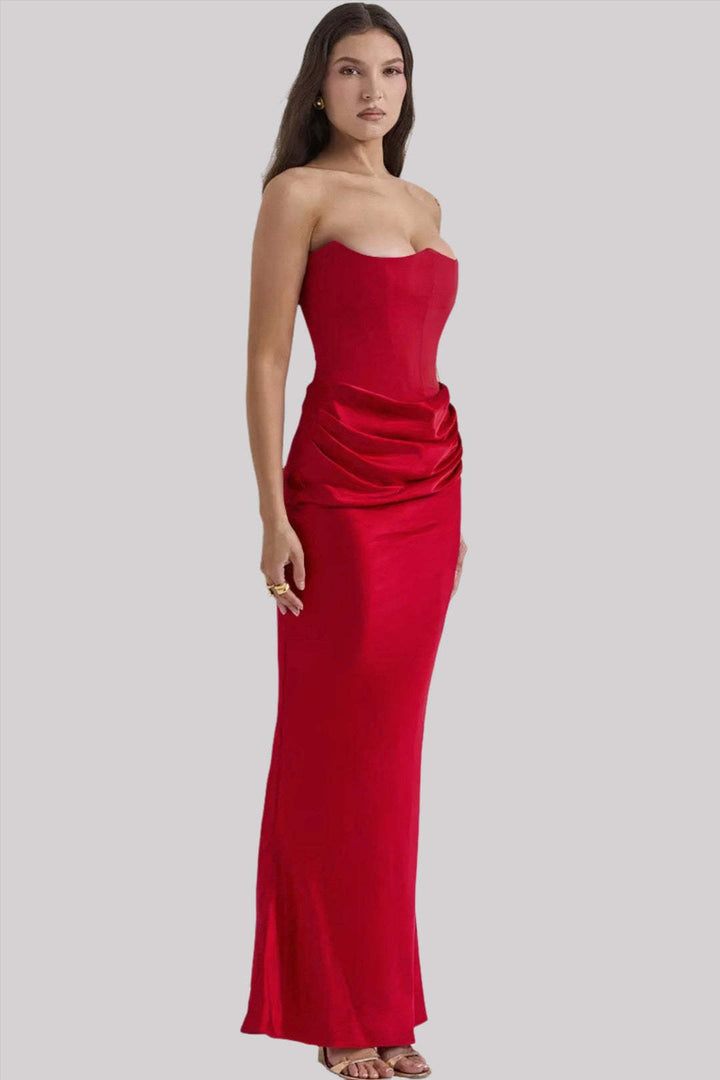 Damen Elegantes Abendkleid mit tiefem Dekolleté und drapierten Details Drune