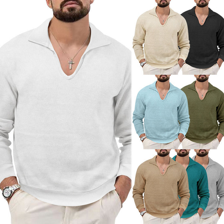 Herren eleganter Pullover mit V-Ausschnitt und strukturiertem Design Drune