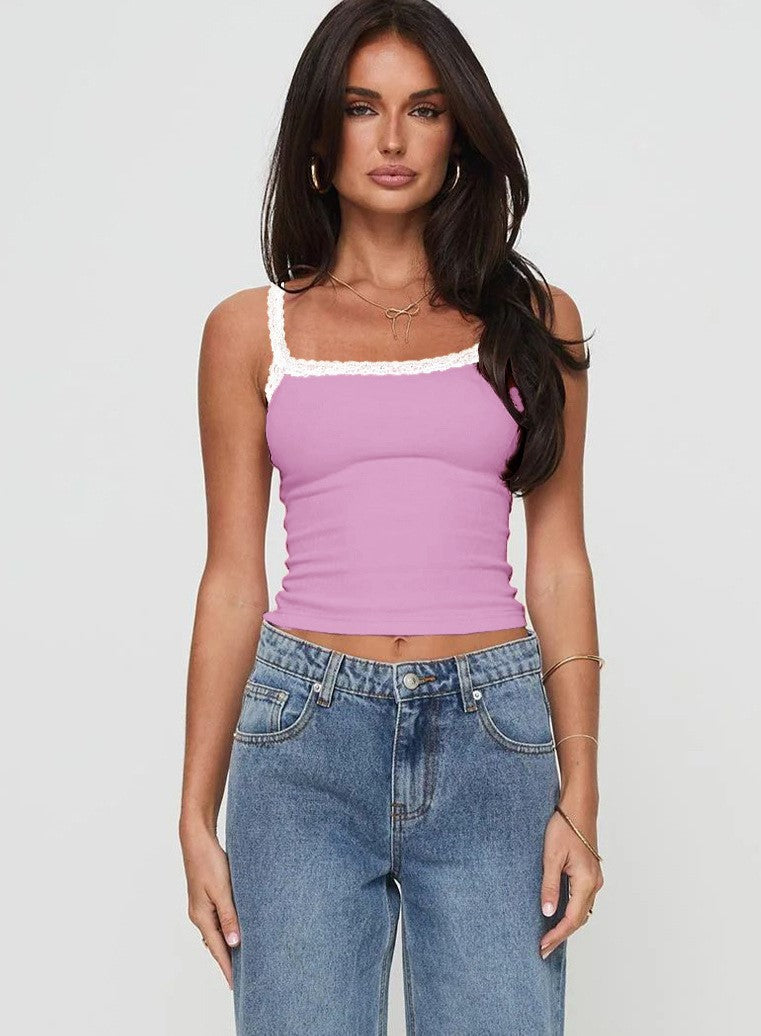 Damen Top mit Spitzenakzenten Drune
