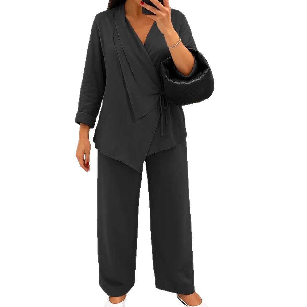 Damen lässiges Leinen-Hemd und Hose Set Drune