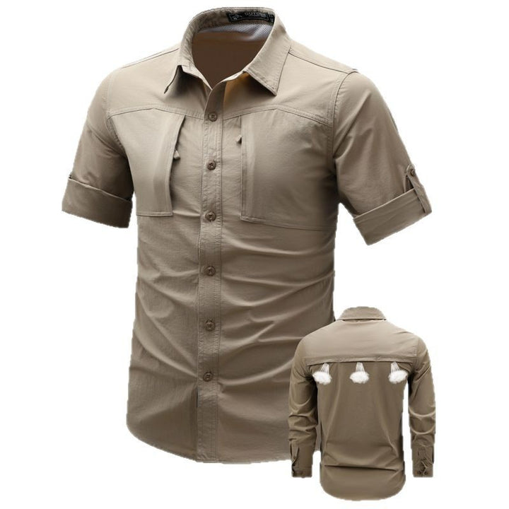 Herren nan leichtes technisches Outdoorhemd mit aufrollbaren Ärmeln, Brusttaschen und atmungsaktivem Ripstop Drune
