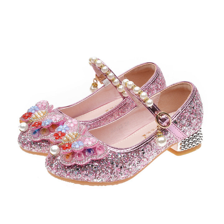 Mädchen Glitzernde Ballerinas mit Blumenapplikationen Drune
