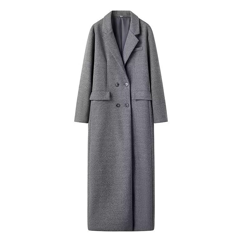 Damen eleganter oversized Wollmantel mit doppelter Knopfleiste Drune