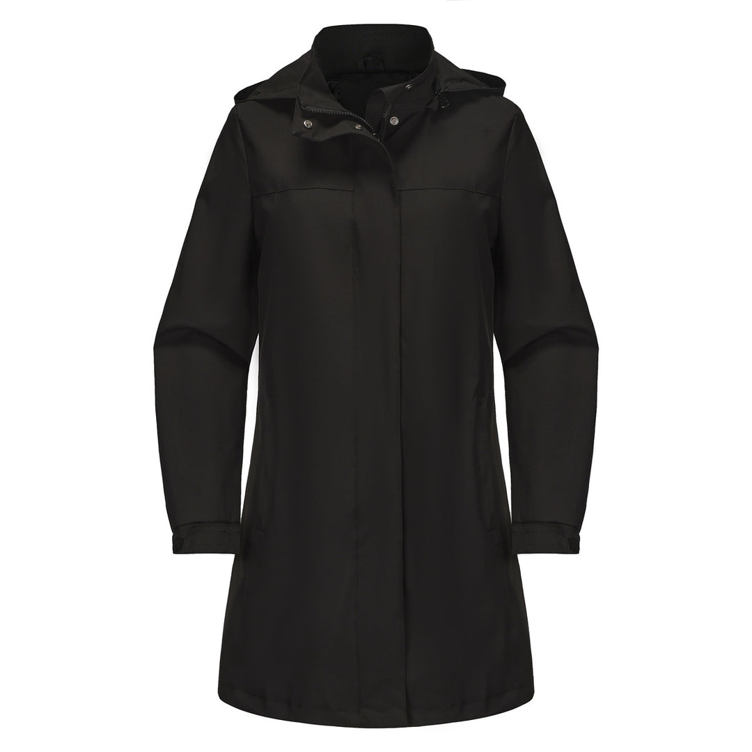 Damen funktionale Übergangsjacke mit verstellbarem Kapuzenkragen und praktischen Taschen Drune