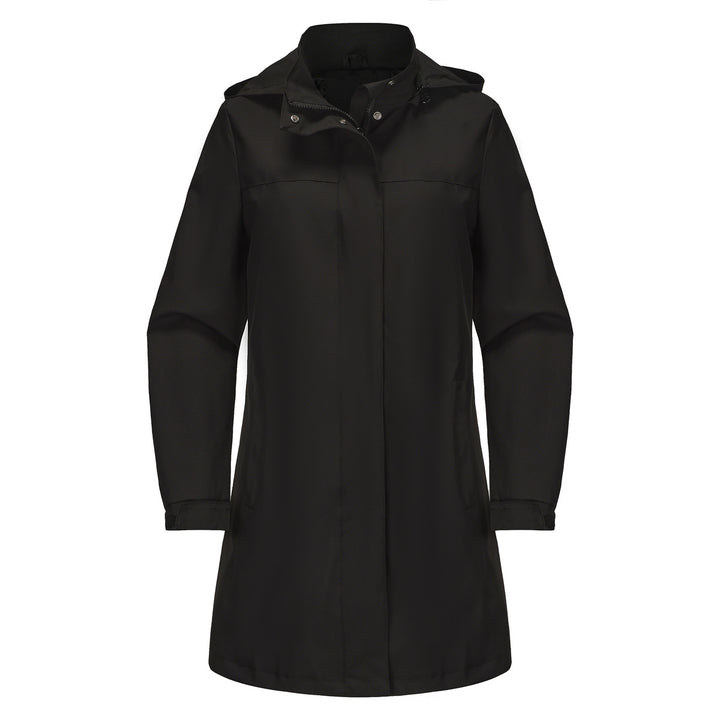 Damen funktionale Übergangsjacke mit verstellbarem Kapuzenkragen und praktischen Taschen Drune