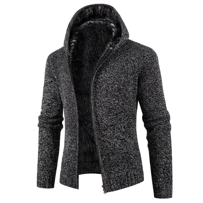 Herren kuschelige Strickjacke mit hohem Kragen und praktischen Taschen Drune