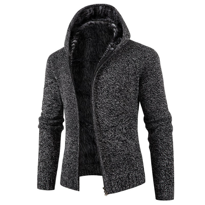 Herren kuschelige Strickjacke mit hohem Kragen und praktischen Taschen Drune