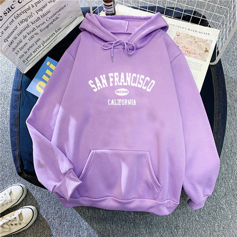Damen Kapuzenpullover mit lässigem San Francisco-Print und bequemer Passform Drune