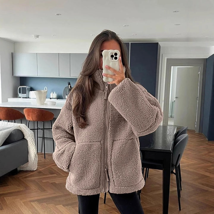 Damen kuschelige Fleecejacke Drune