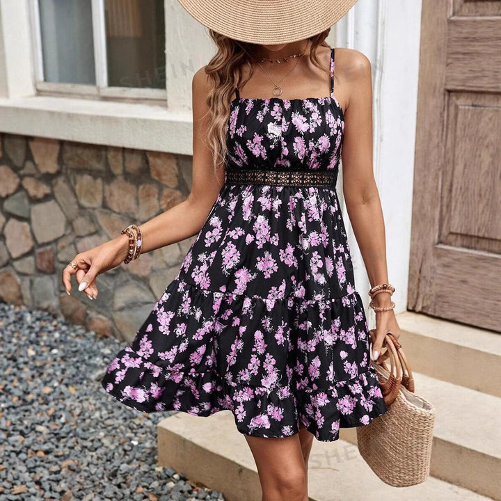 Damen luftiges Sommerkleid mit modischen Rüschendetails Drune