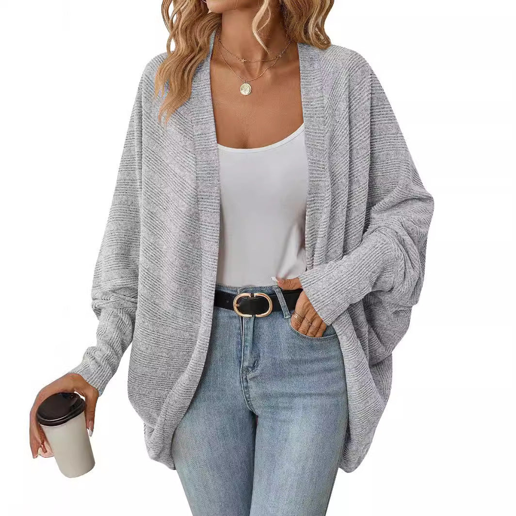 Damen legere Strickjacke mit lässigem Schnitt und weit geschnittenen Ärmeln Drune