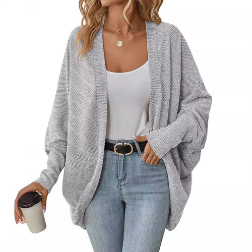 Damen legere Strickjacke mit lässigem Schnitt und weit geschnittenen Ärmeln Drune