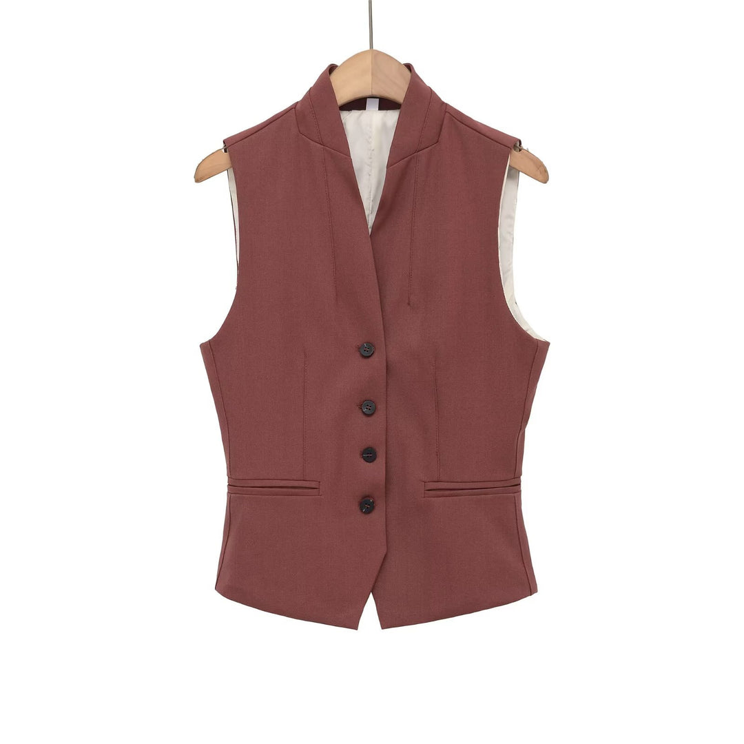 Damen ärmellose Blazerjacke mit eleganter Silhouette und feinen Details Drune