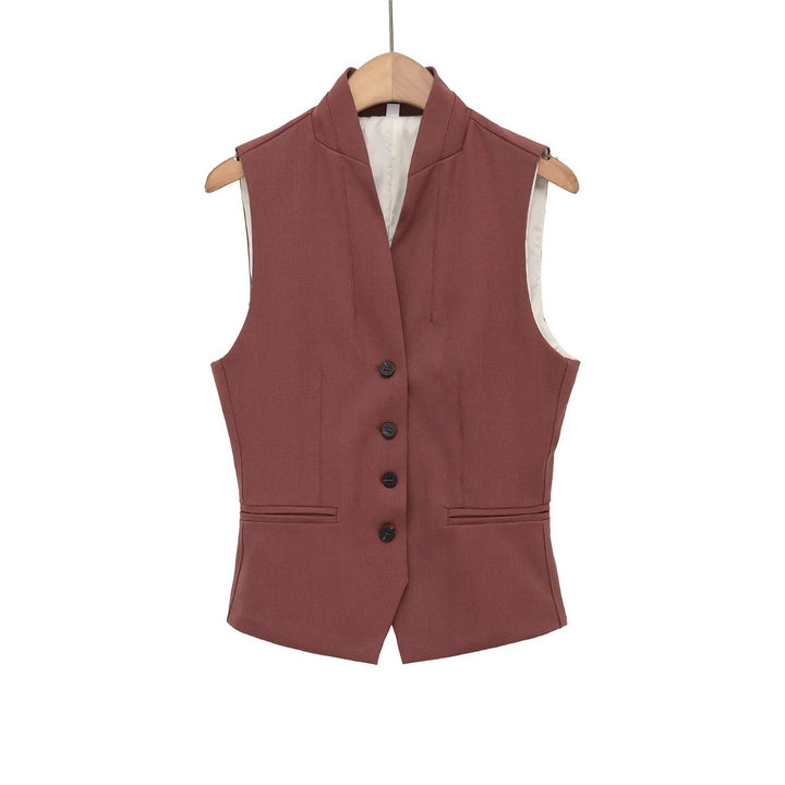 Damen ärmellose Blazerjacke mit eleganter Silhouette und feinen Details Drune