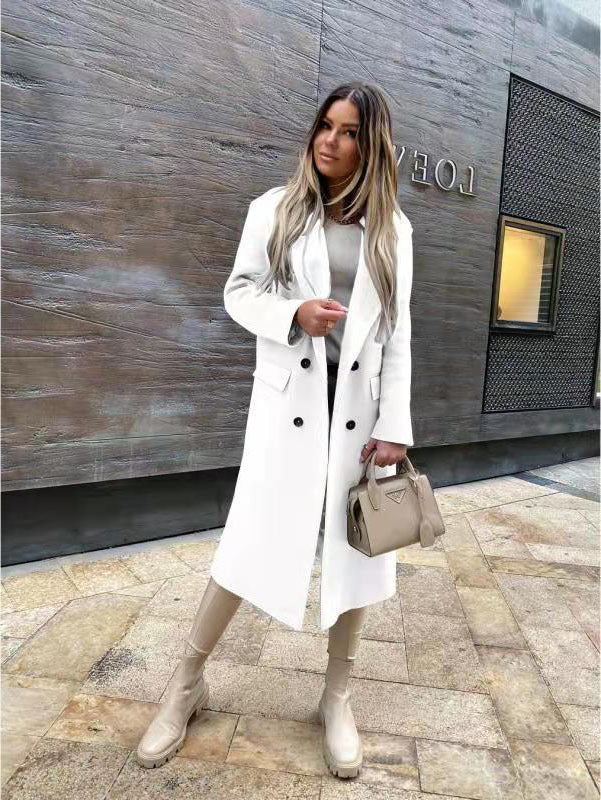 Damen Eleganter und zeitloser Wool Coat mit Doppelreiher Drune