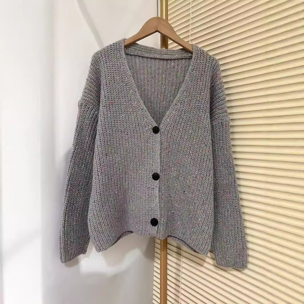 Damen Kuscheliger Grobstrick-Cardigan mit Knopfdetail und weitem Schnitt Drune