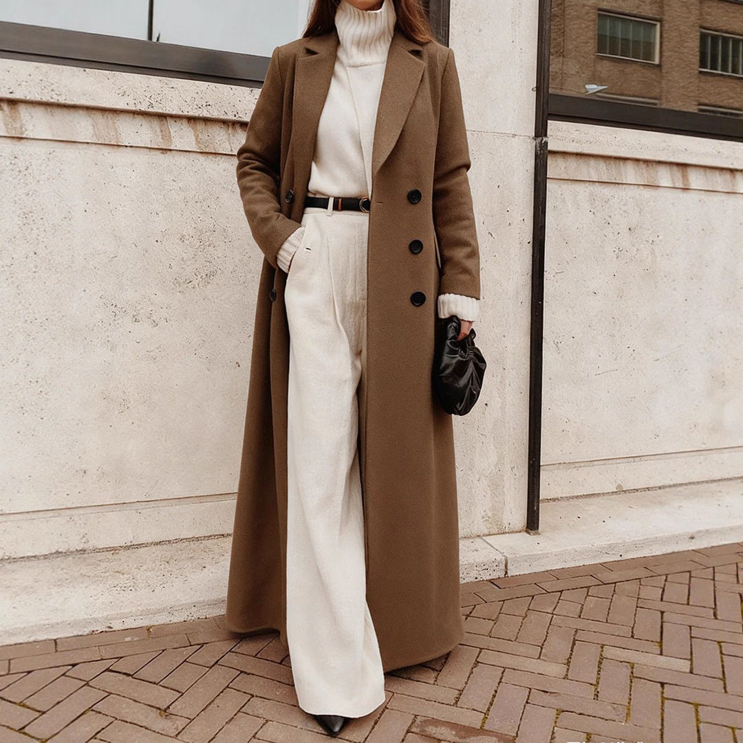 Damen eleganter und leichter Trenchcoat mit hohem Kragen und tailliertem Schnitt Drune