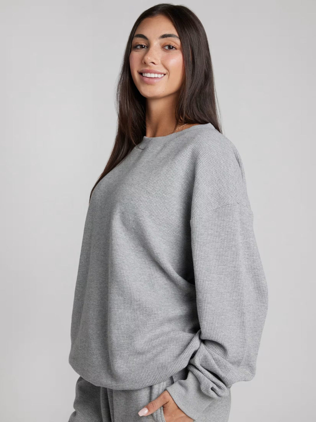 Damen Bequemes Waffelstruktur Freizeit-Set Drune