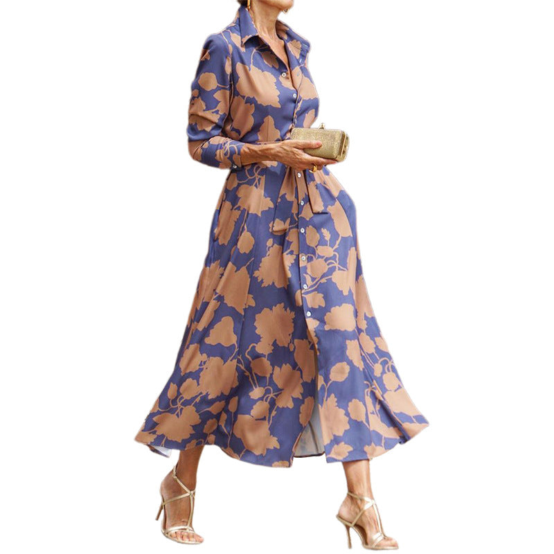 Damen Hemdblusenkleid mit floralem Muster und modernem Schnitt Drune