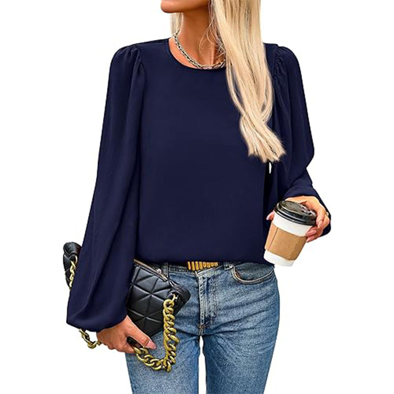 Damen Bluse mit angeschnittenen Ärmeln und eleganten Puffärmeln Drune