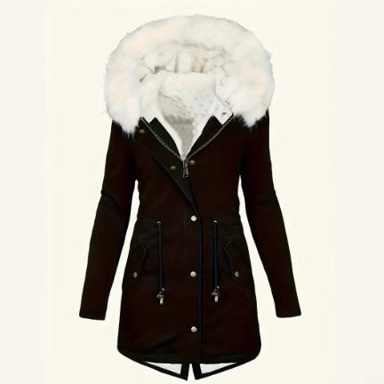 Damen gefütterte Winterjacke mit abnehmbarer Kapuze Drune