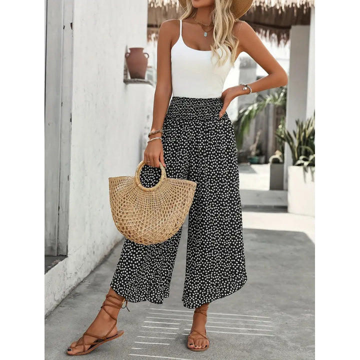 Damen Freizeithose mit weitem Bein und modernem Polka-Dot-Muster Drune