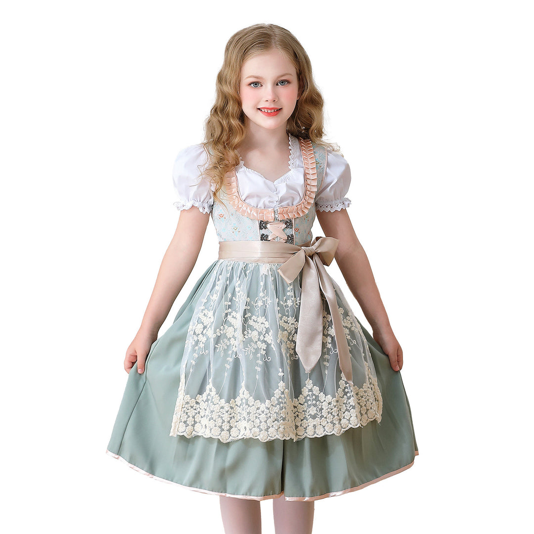 Damen nan elegantes Mädchen Trachtenkleid mit Rüschenkorsett und Spitzenstickerie Drune