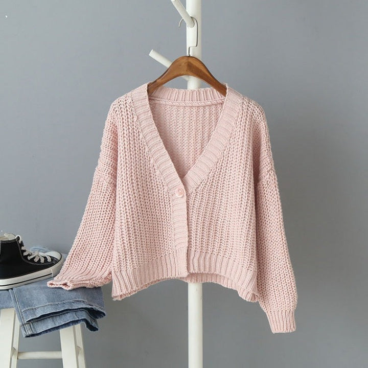 Damen Grob gestrickte Cardigan mit tiefem V-Ausschnitt und lockerer Passform Drune