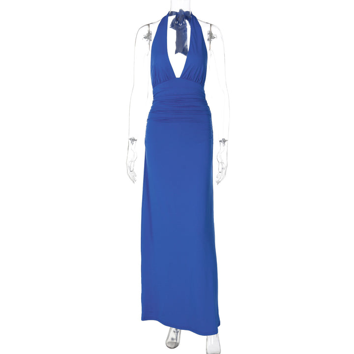 Damen Halter-Maxikleid mit eleganter Drapierung Drune