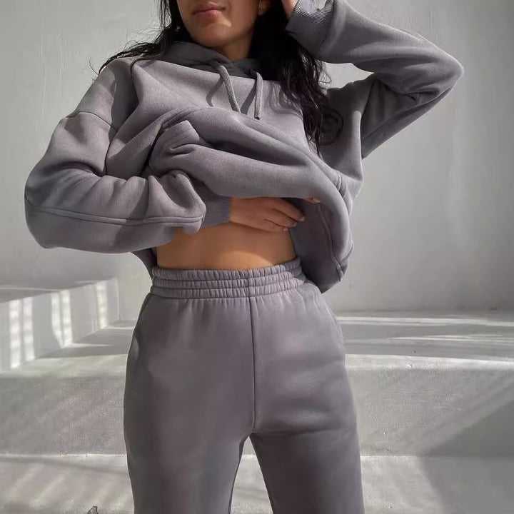 Damen bequemer Kapuzenpullover aus weichem Baumwollmix Drune