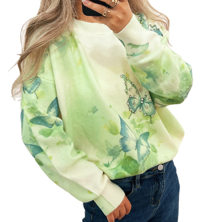 Damen Strickpullover mit schimmernden Schmetterlings-Applikationen Drune