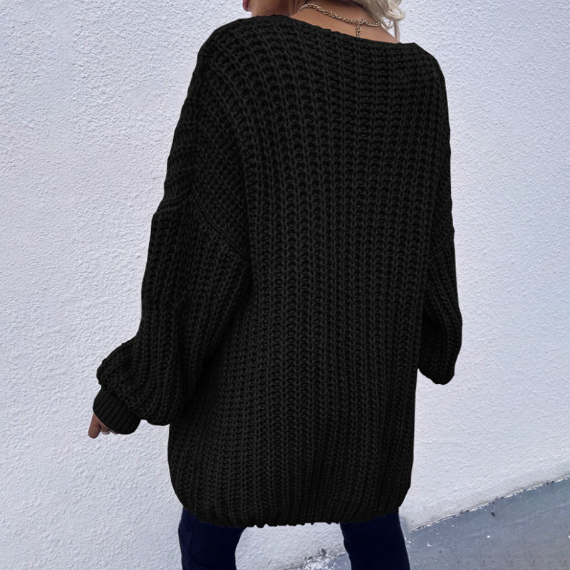 Damen Grober Strickcardigan mit oversized Schnitt und lässigen Ärmeln Drune