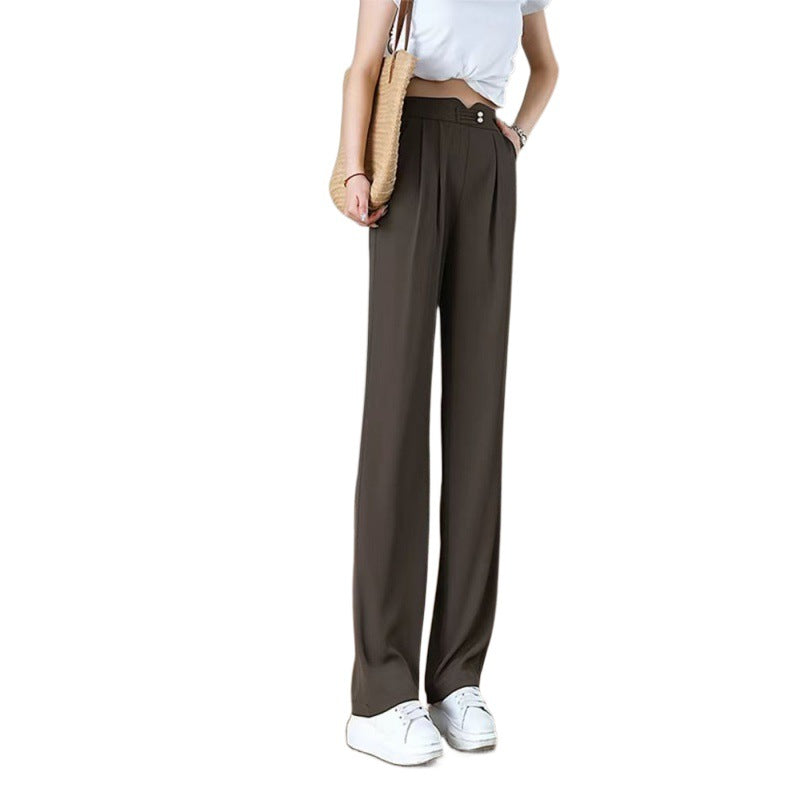 Damen Elegante und luftige Stoffhose mit hohem Bund Drune