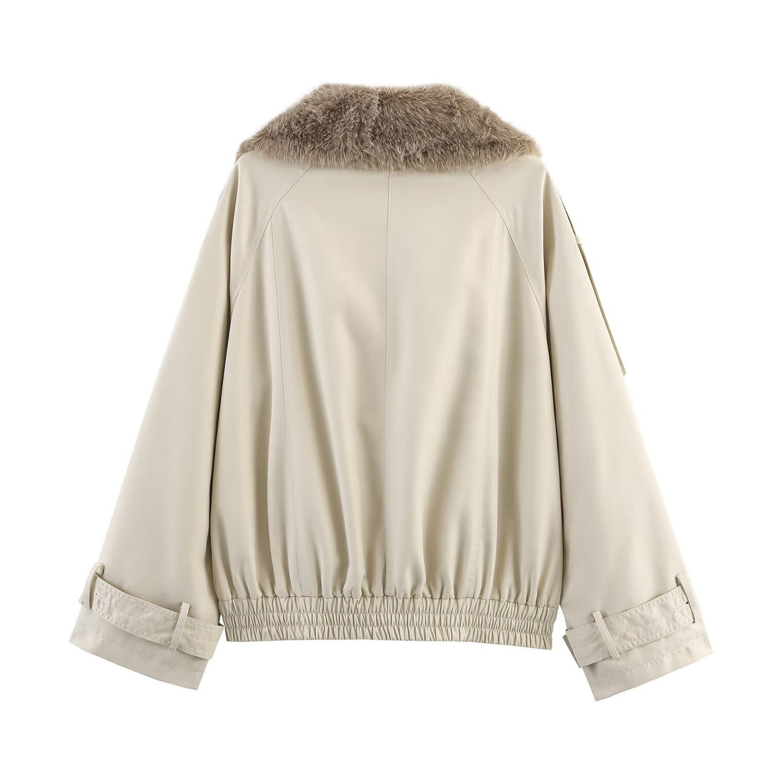 Damen Übergangsjacke mit luxuriösem Kunstfellkragen und praktischen Knöpfen Drune