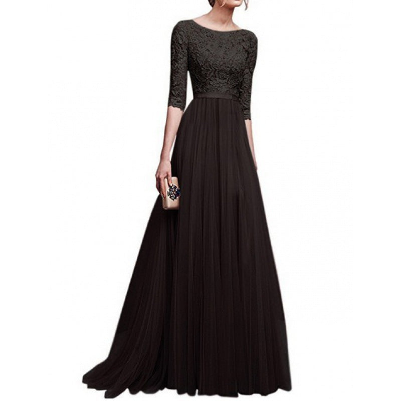 Damen Abendkleid mit eleganter Spitzenoberfläche und voluminösem Rock Drune