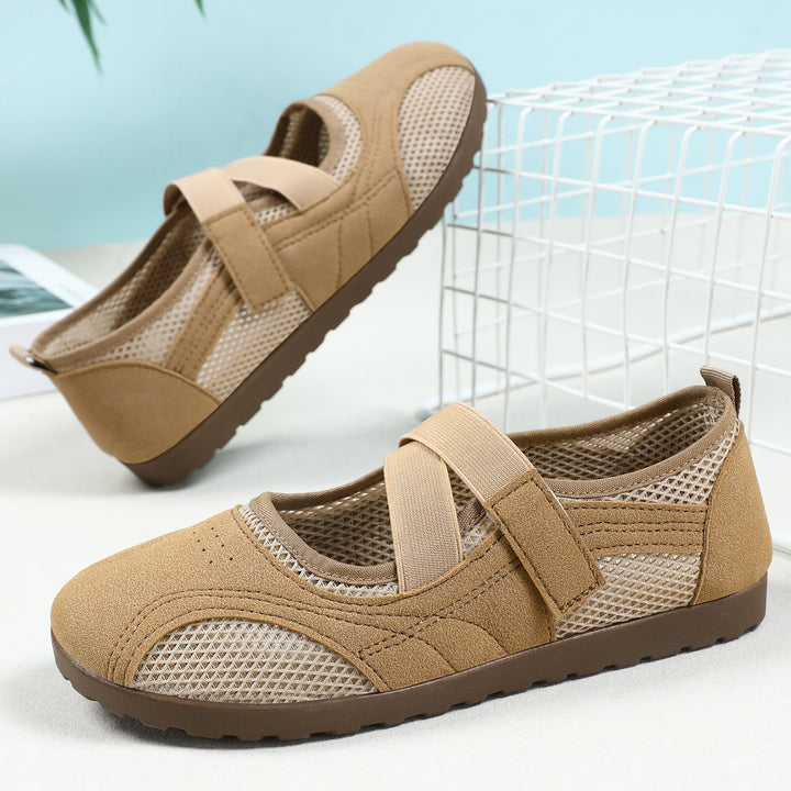 Damen nan atmungsaktive Mary-Jane-Walking-Halbschuh mit Klettverschluss und verstärkter Profilsohle Drune