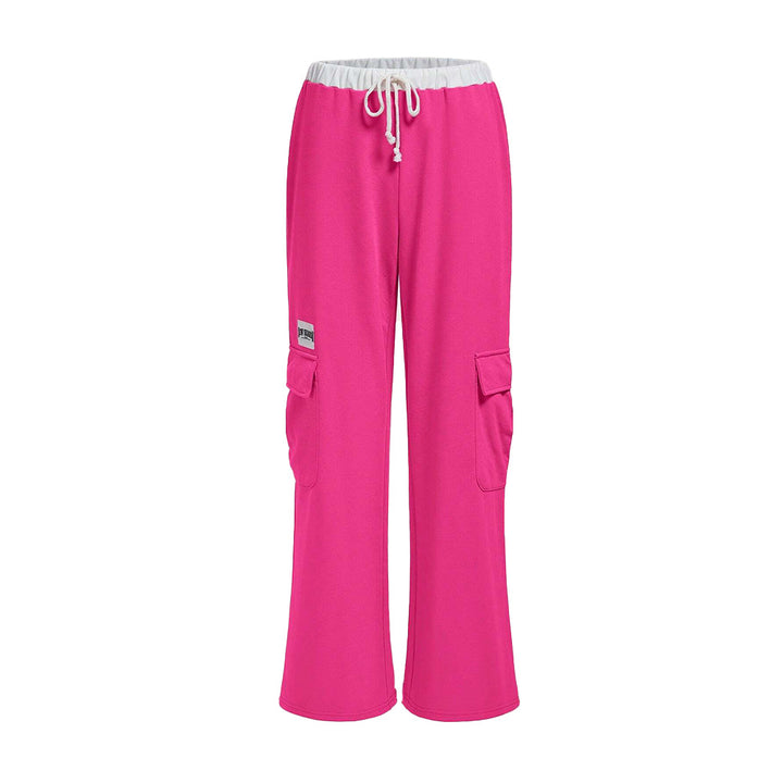 Damen lässige Cargo-Hose mit weitem Schnitt und elastischem Bund Drune