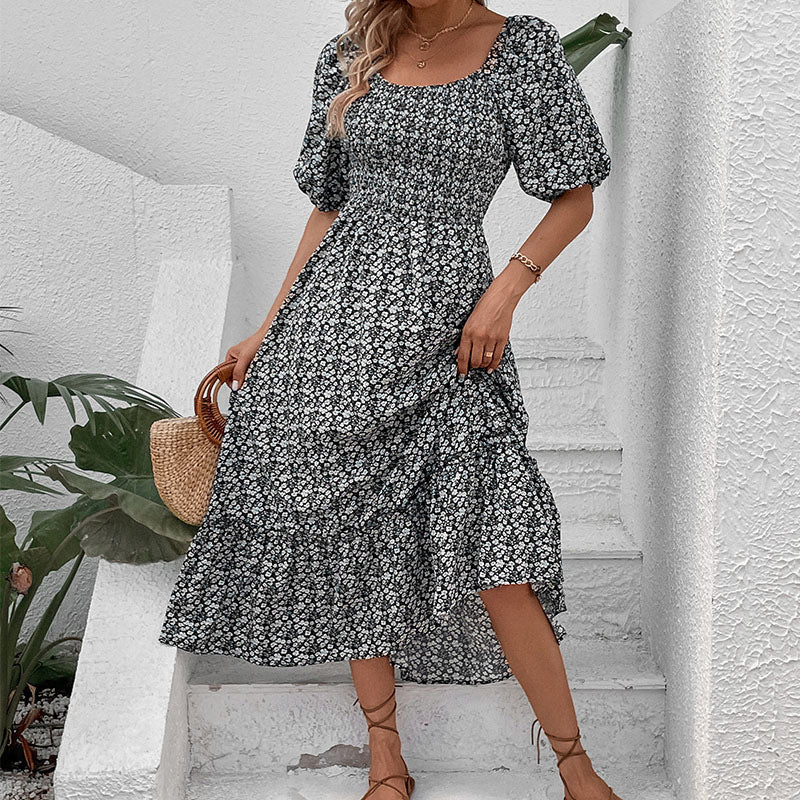 Damen Maxikleid mit skulpturalem Rückenausschnitt und voluminösen Ärmeln Drune