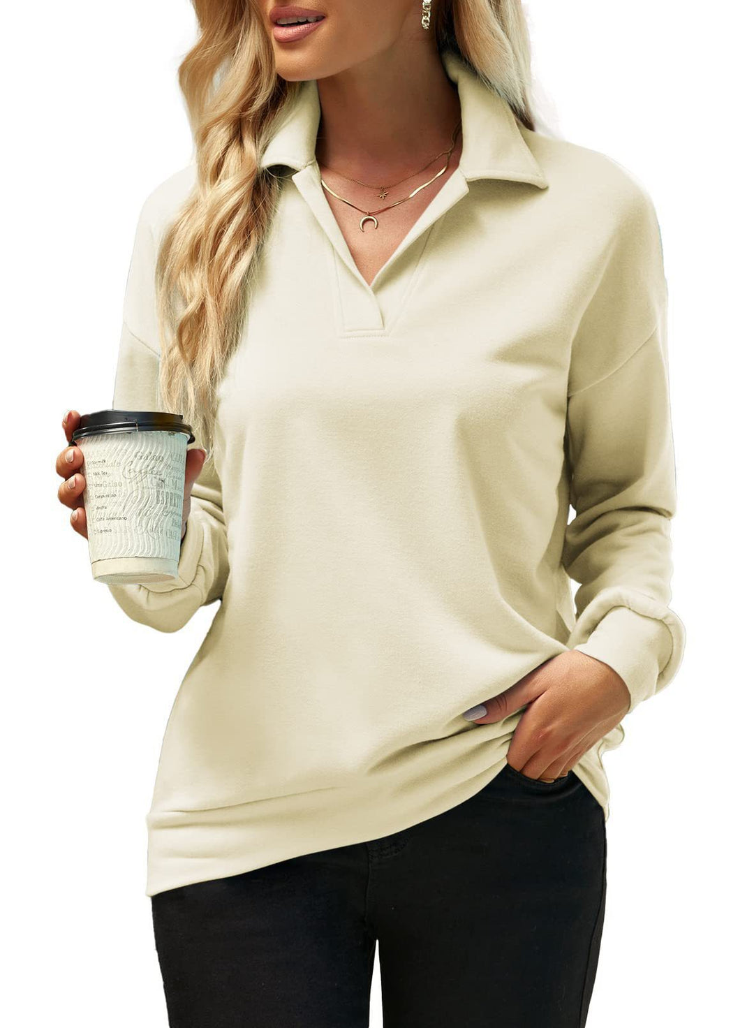 Damen Sweatshirt mit modernem Polokragen und komfortabler Passform Drune