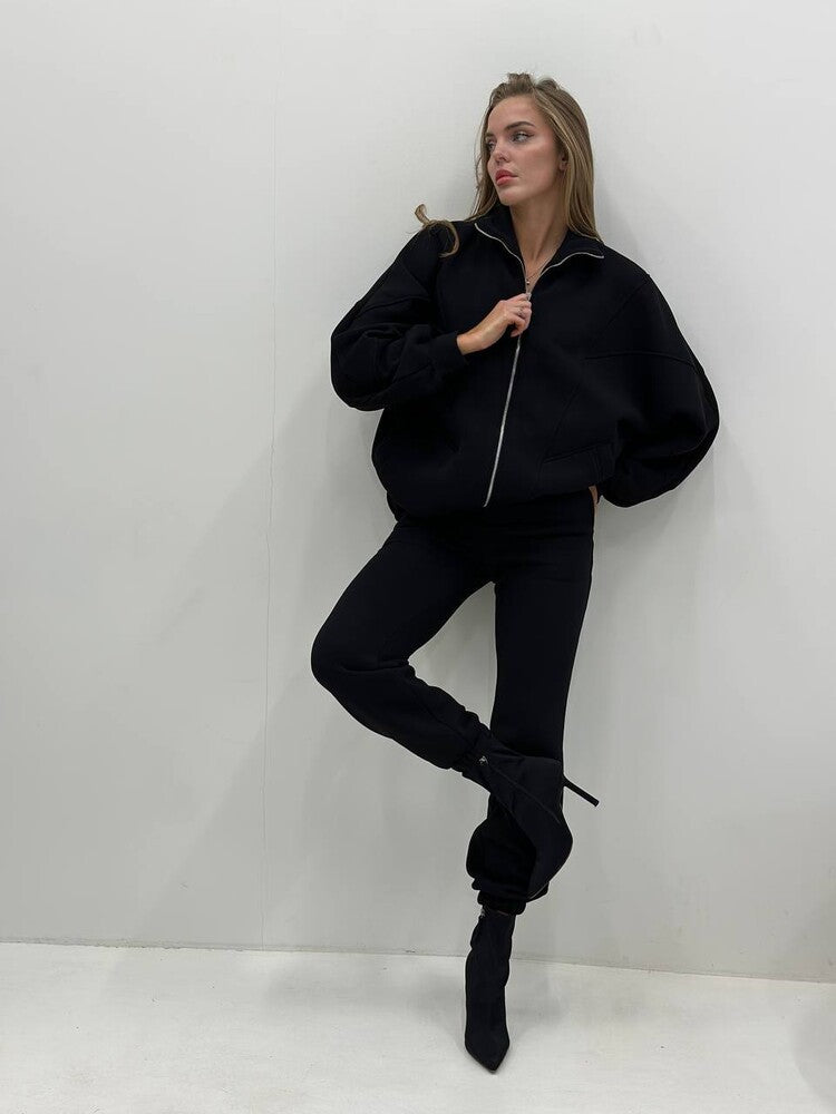 Damen lässiges Fleece-Kapuzen-Outfit Drune