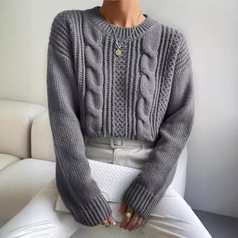 Damen Grobstrickpullover mit Zopfmuster und lässigem Schnitt Drune