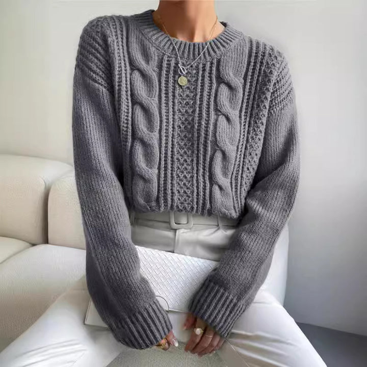 Damen Grobstrickpullover mit Zopfmuster und lässigem Schnitt Drune