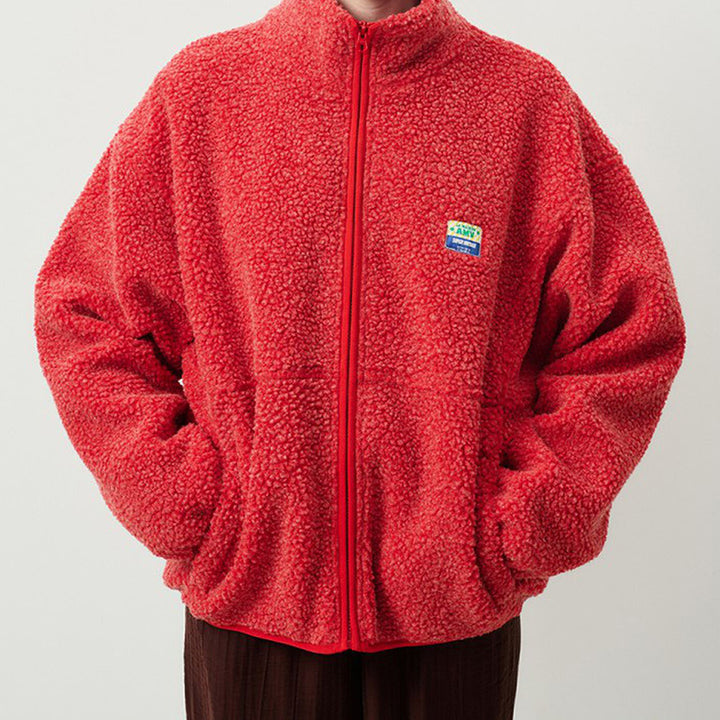 Damen Flauschige Fleecejacke mit hohen Kragen und seitlichen Taschen Drune