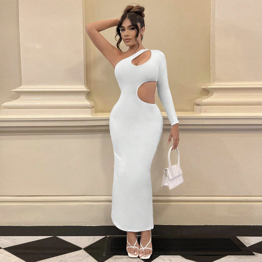 Damen Longsleeve Maxi-Kleid mit sexy Cut-Outs und figurbetontem Schnitt Drune