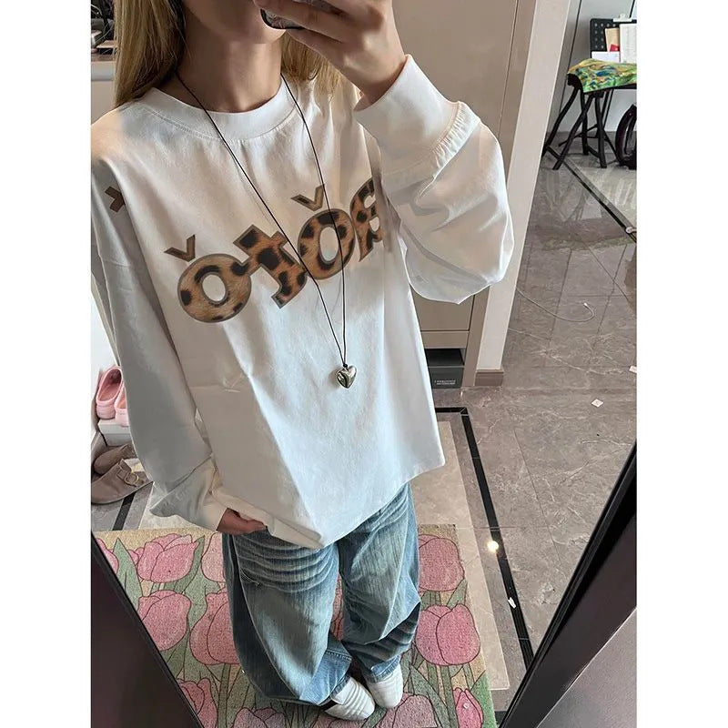 Damen Langarmshirt mit kreativem Grafikdesign Drune