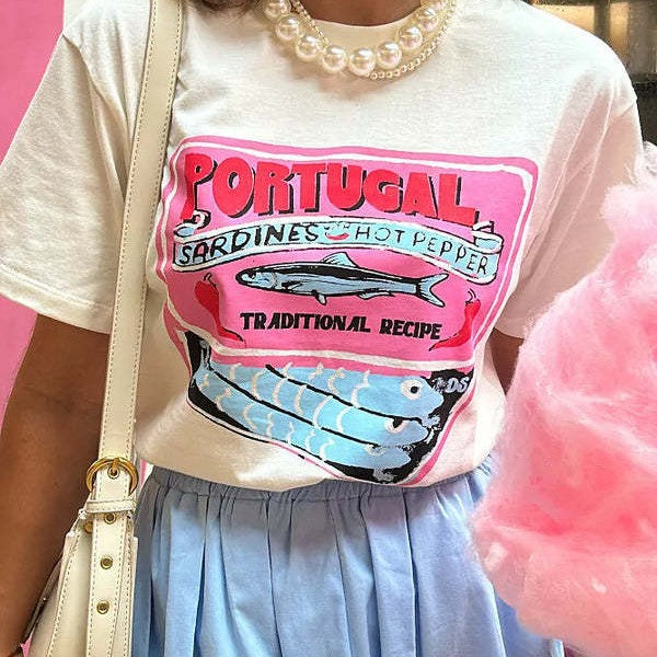 Damen T-Shirt mit künstlerischem Motiv im Vintage-Stil Drune