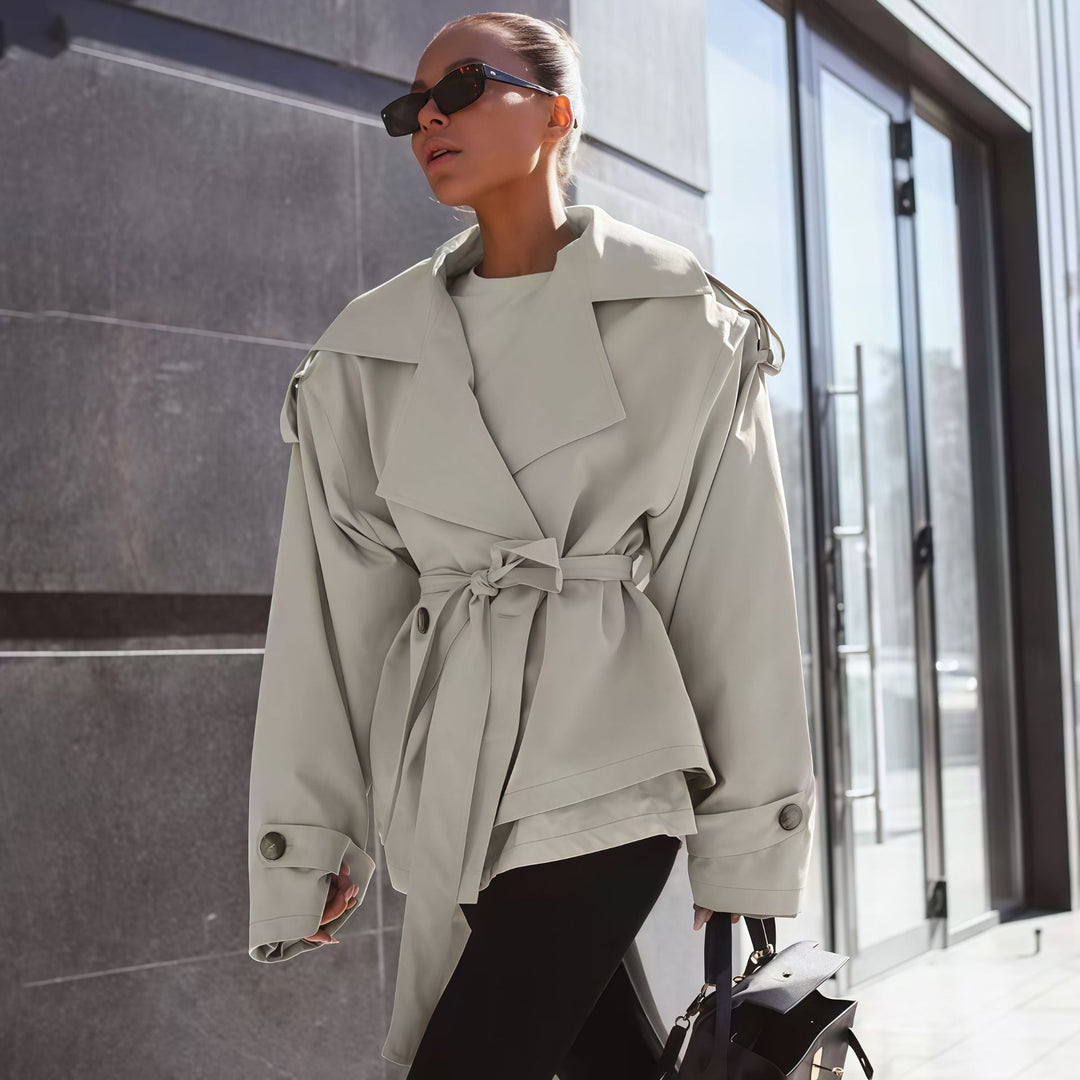 Damen modische Trenchjacke mit Gürteldesign und lässigem Schnitt Drune