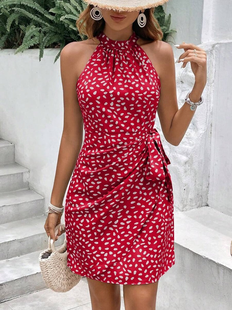 Damen Wickelkleid mit hohem Kragen und modischem Muster Drune